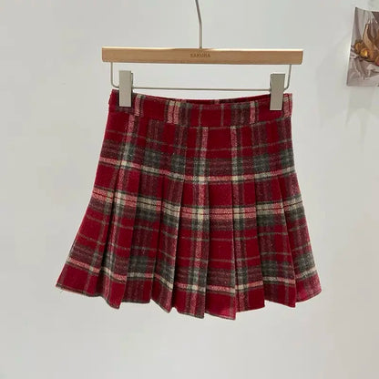 Women Plaid Pleated Mini Skirt Teen-girl High Waist Check Tennis Skirt Preppy Academia Y2K Outfit