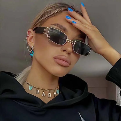 Sexy Square Sunglasses Women Men Black Sun Glasses Retro Designer Eyewear Luxury Small Frame Mirror Metal Brand