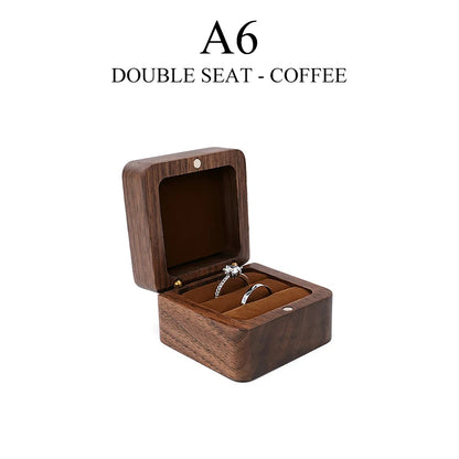 Vintage Wooden Ring Box Jewelry Organizer Square Wood Grain Wedding Rings Holder Earrings Jewelry Display Packaging Gift Boxes