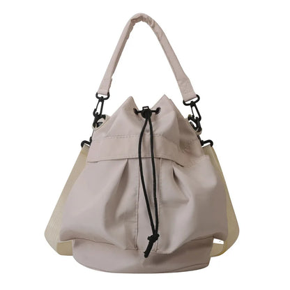 Fashion Women Oxford Cloth Bucket Bag, Large Capacity Drawstring Versatile Casual Shoulder Crossbody Bag Daily Use