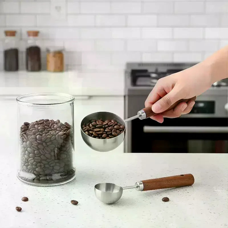 Coffee Tablespoon - Walnut Wood & Stainless Steel Scoop for Home Baristas & Cafe Decor - Perfect Kitchen Accessory