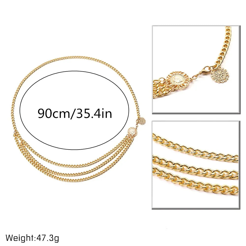 Boho Sexy Sunflower Queen Head Coin Tassel Pendant Waist Belly Belt Chain Women Summer Bikini Rave Body Jewelry Y2K Accessories