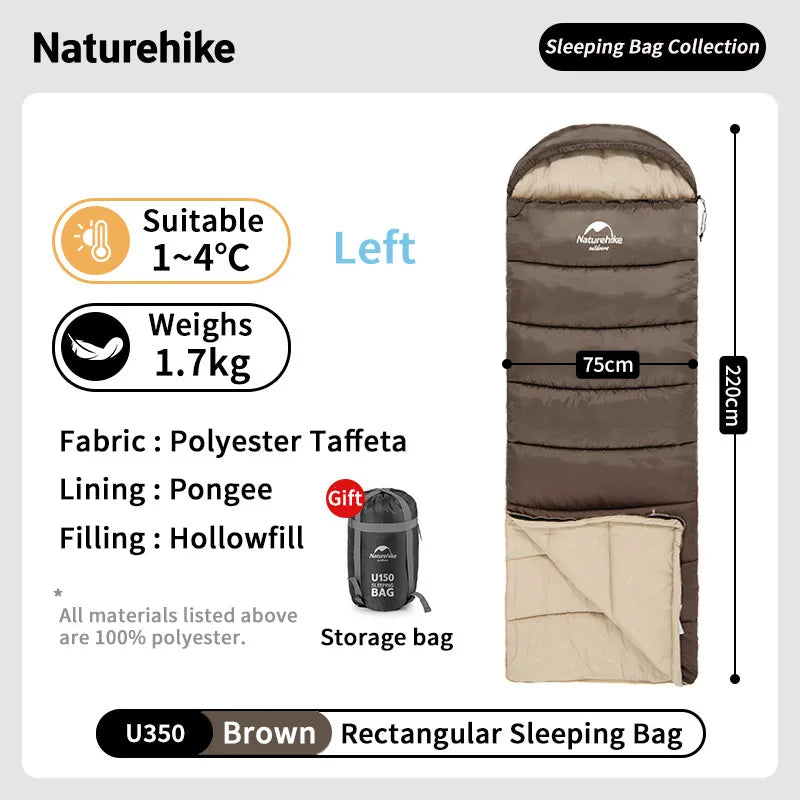 Naturehike Warm Sleeping Bag Ultralight Waterproof Splicable Double Sleeping Quilt Outdoor Winter Envelope Sleeping Bags
