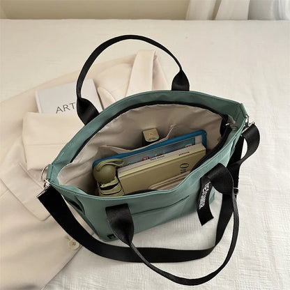 Trending Women Waterproof Nylon Tote Bag Large Capacity Lightweight Crossbody Bag for Student Work Travel Gym