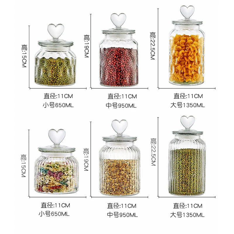 Creative Glass Sealed Jar Storage Jar Household Food Grade Glass Bottle with Lid Transparent Fruit Tank Kitchen Food Container