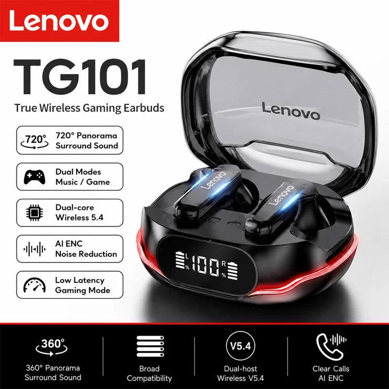 Lenovo Wireless Gaming Earbuds Ultra-Low Latency Sports ANC RGB Lighting HD Call Ergonomic Design Long Battery Life Earphones