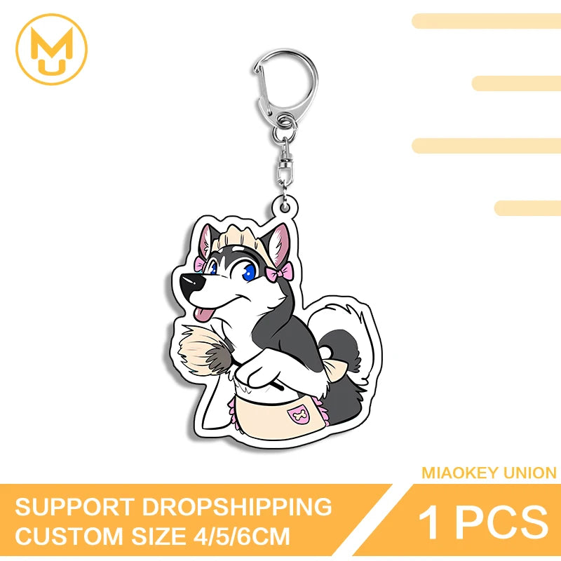 Furry Wolf Fashionable Eye Catching Lively Edgy Acrylic Keyring Charming Adorable Exquisite Anime Jewelry Accessories Gifts