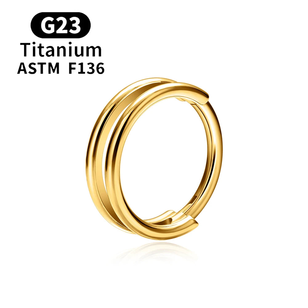 ASTM F136 Titanium 16G Hinged Nose Ring CZ Septum Clicker Cartilage Hoop Earrings Tragus Rook Daith Conch Helix Piercing Jewelry