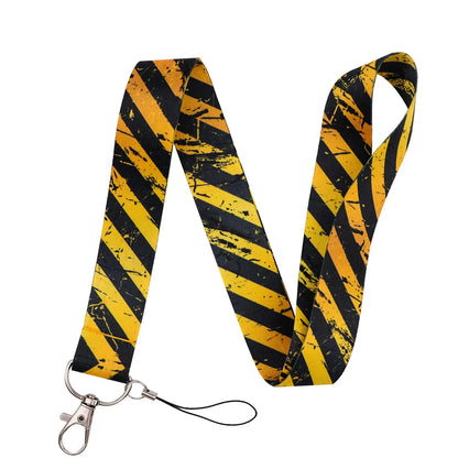 Classic Warning Strip Credential Holder Neck Strap Lanyard for Key Keychain USB Badge Holder Keyring Accessories Friends Gifts