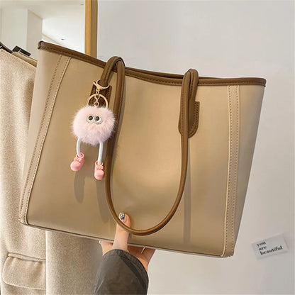 Solid Color PU Leather Women's Handbag, Versatile Korean Single Shoulder Underarm Bag, Temperament Tote Bag for Women Daily Use