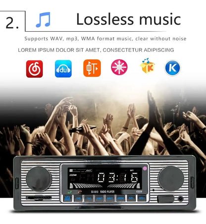 Bluetooth Car Radio Vintage Dual Knob MP3 Player FM Tuner Stereo USB AUX Classic Car Retro Audio Receiver Speaker Accessories