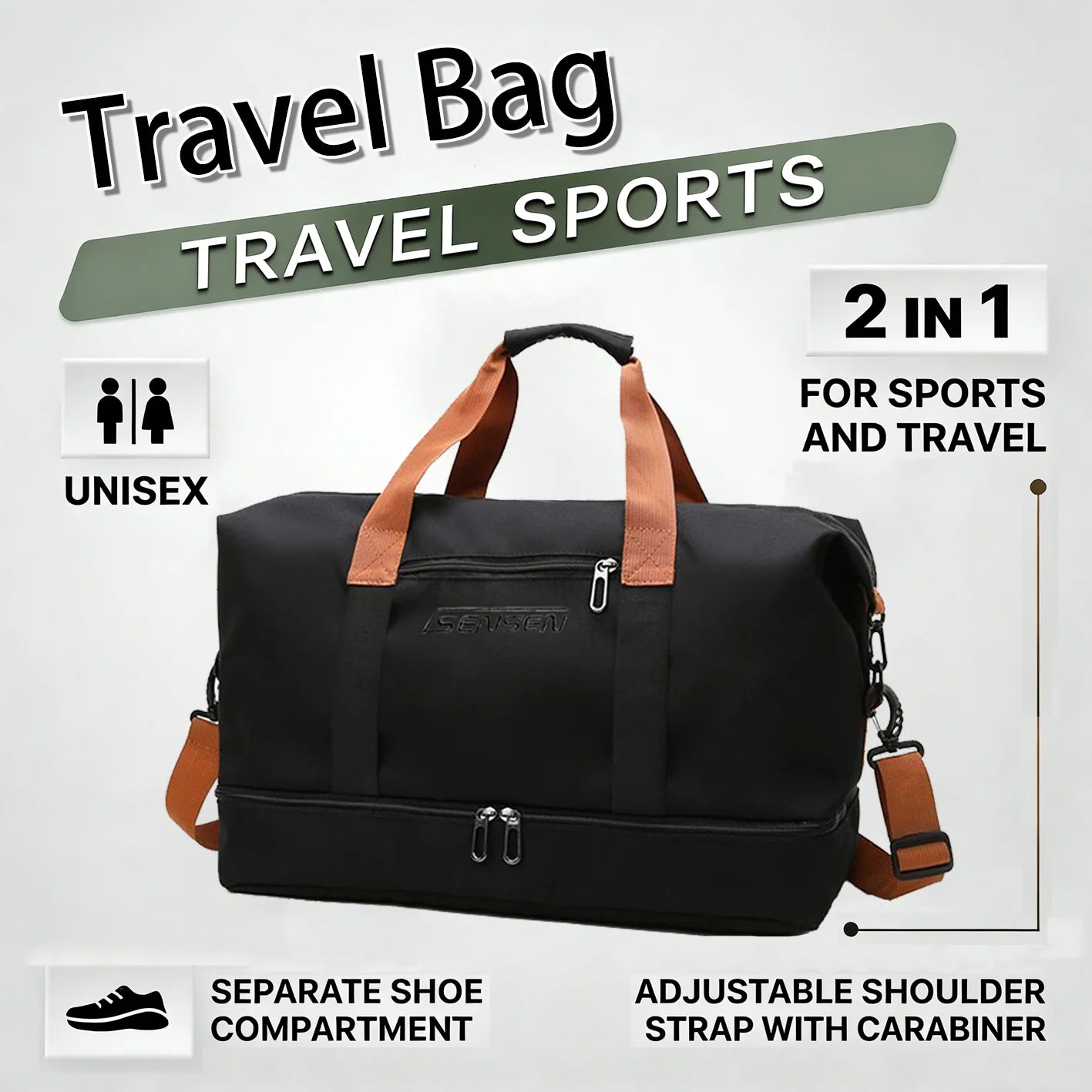 Travel Bag Large-capacity Portable, Dry and Wet Separation Sports Fitness Bag, Suitable As A Travel Luggage Bag.