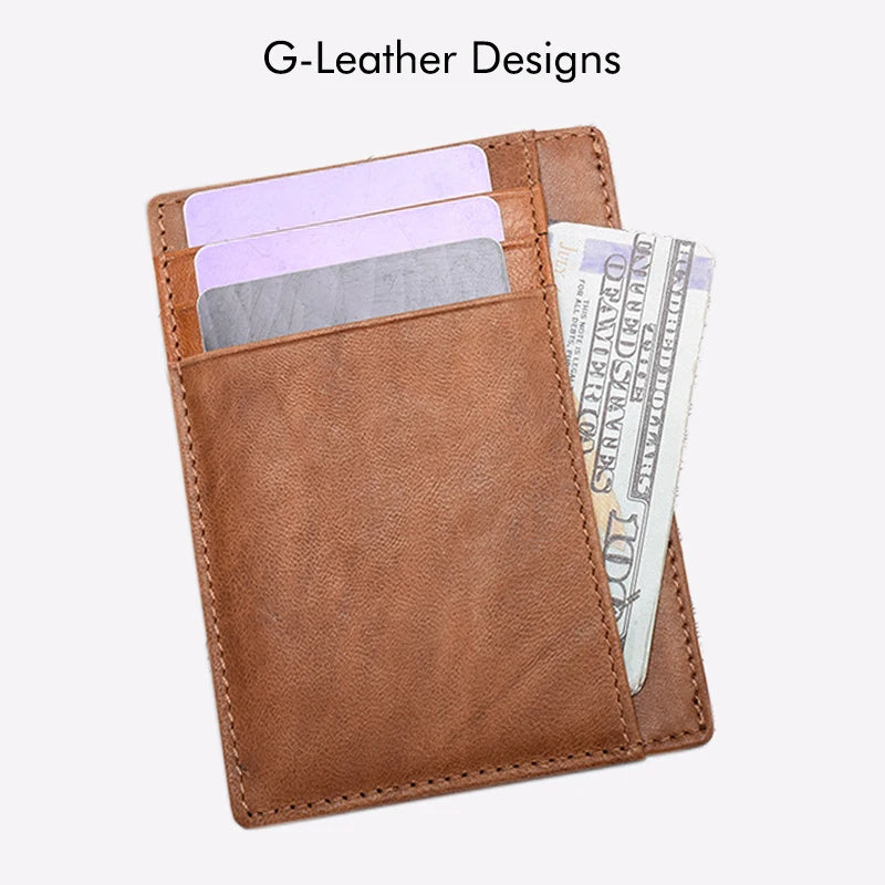 Vintage Genuine Leather Card Holder Oil Waxy Leather Credit Card Wallet Cases Unisex Slim Card Bag