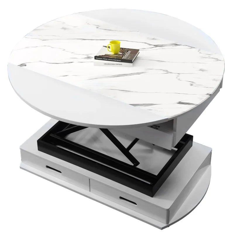 Creative Multi-Functional Coffee Table Dual-Use Electric Lifting Small Apartment Collapsible Square round Table Glass Tea Table