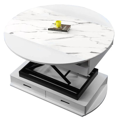 Creative Multi-Functional Coffee Table Dual-Use Electric Lifting Small Apartment Collapsible Square round Table Glass Tea Table