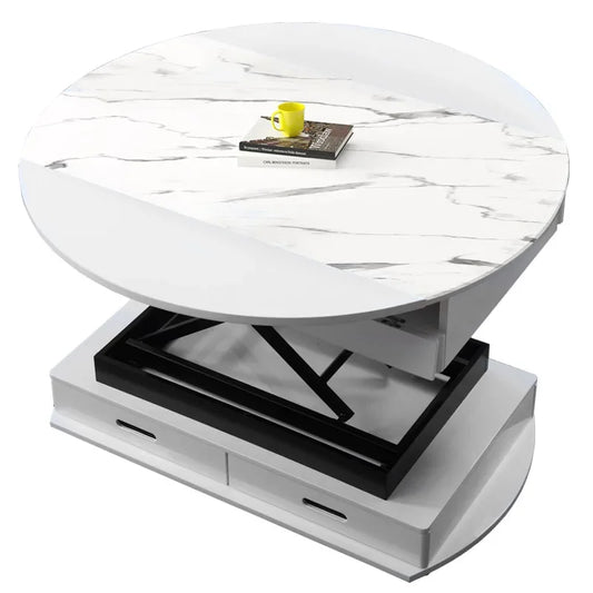 Creative Multi-Functional Coffee Table Dual-Use Electric Lifting Small Apartment Collapsible Square round Table Glass Tea Table