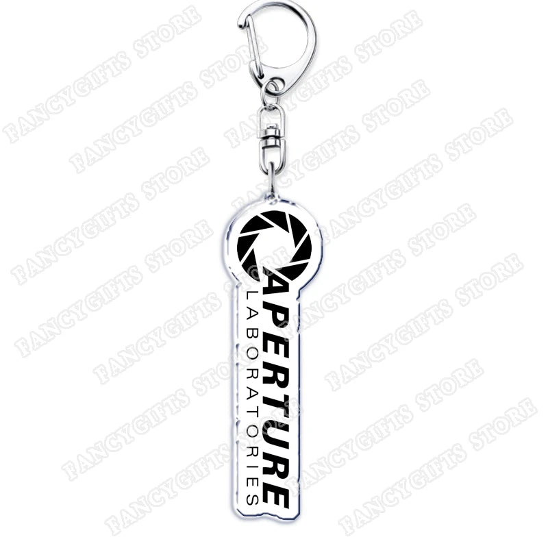 Popular Video Game Keychains for Accessories Bag Glados Aperture Laboratories Science Keyrings Jewelry Gamer Fans Gaming Gifts