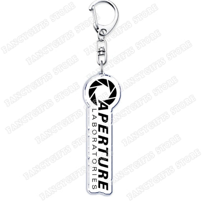 Popular Video Game Keychains for Accessories Bag Glados Aperture Laboratories Science Keyrings Jewelry Gamer Fans Gaming Gifts