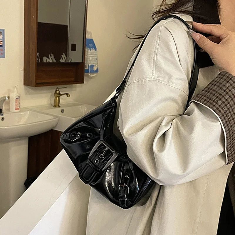 Y2K Retro Pleated Hobo Shoulder Bag for Women Hot Selling Maillard Style Underarm Bag Clutch Handbags for Travel Work Shopping