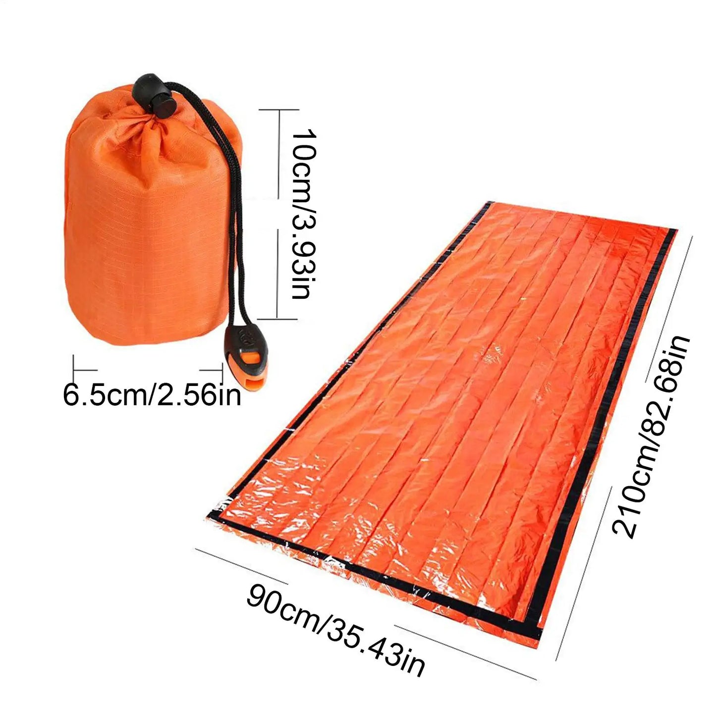Survival Sleeping Bag Compact Ground Mat with Whistle Outdoor Camping Gear Sleeping Bag for Hiking Extreme Weather Fishing