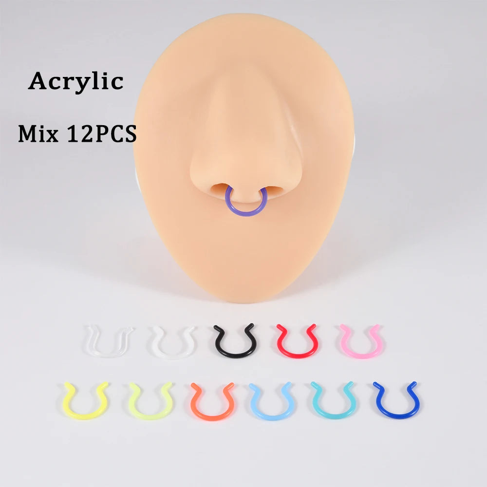 5-1PCS Stainless Steel Non Piercing Nose Clip Cone Bull Punk Unique Fake Nose Septum Ring Non-pierced Body Jewelry Unisex