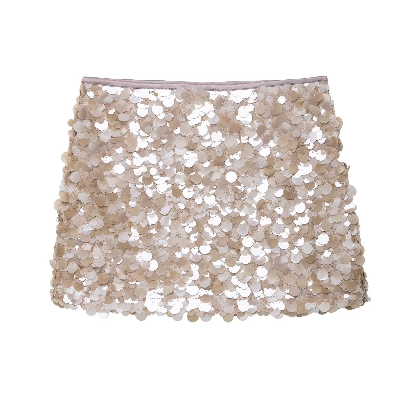 HH Women Fashion Shinny Sequin Mini Skirts Side Zipper High Waist A Line Skirt Summer Woman Elegant Club Party Sexy Lady Skirts