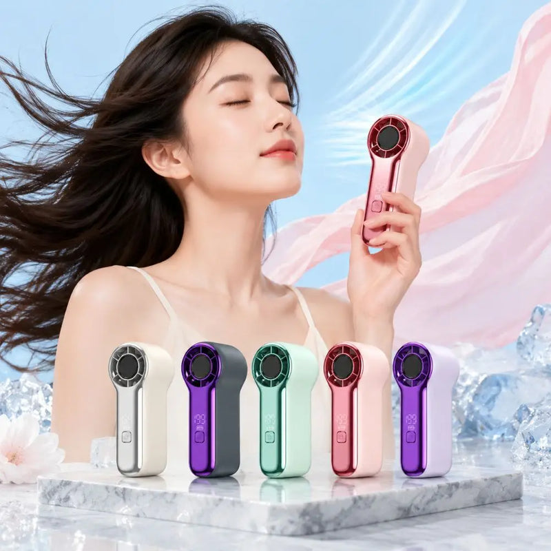 Portable LED Display Mini Handheld Fan USB Rechargeable High-speed Fan Strong Wind Cooling Fan Outdoor Travel Use