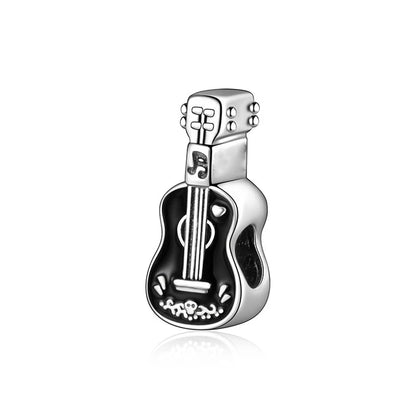 Guitar Microphone Music 925 Sterling Silver Charm Pendant Suitable Fit Original Bracelet Necklace keychain Jewelry Accessories