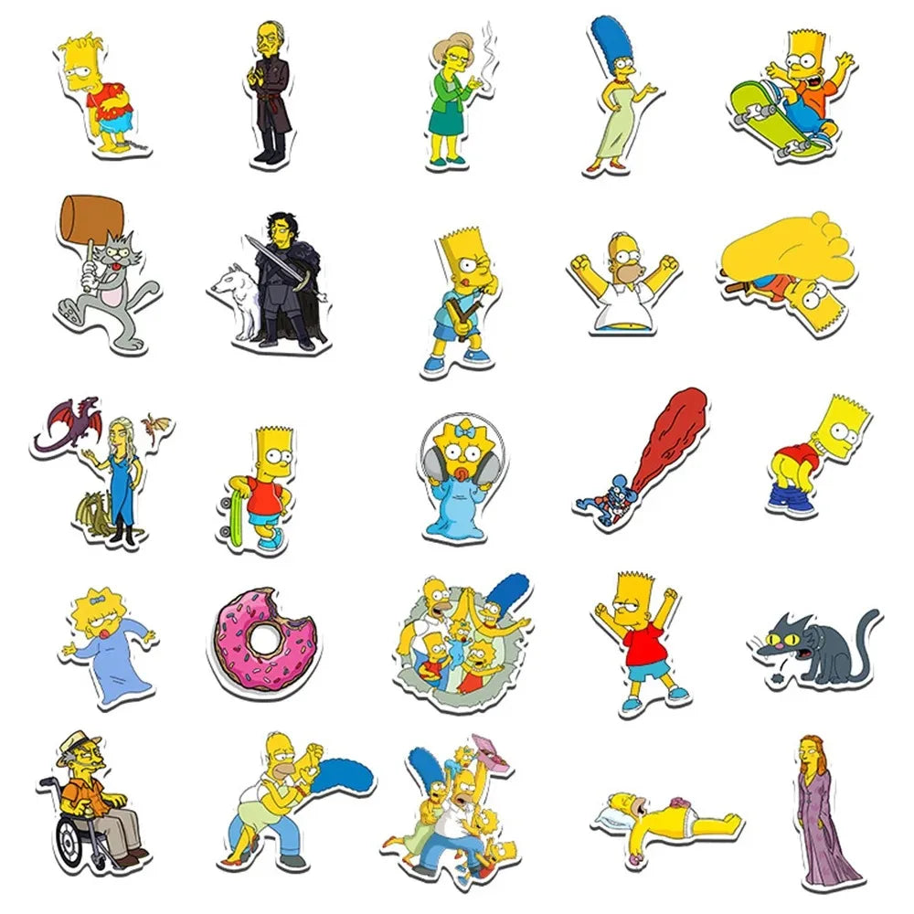 10/30/50PCS The Simpsons Cartoon Stickers Graffiti DIY Skateboard Laptop Luggage Motorcycle Bike PVC Waterproof Sticker Decals