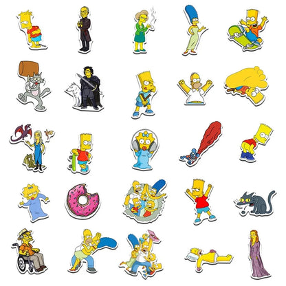 10/30/50PCS The Simpsons Cartoon Stickers Graffiti DIY Skateboard Laptop Luggage Motorcycle Bike PVC Waterproof Sticker Decals