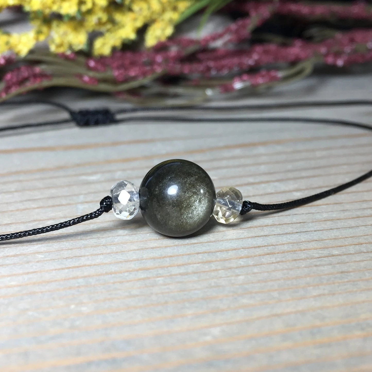 Golden Obsidian Necklace, Obsidian Necklace, Protection Necklace, Transformation Necklace,Wealth Necklace,for man or woman.1pc
