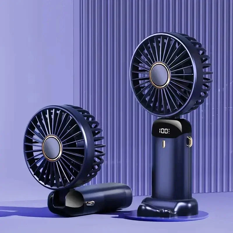 Portable Handheld Mini Fan Digital Battery Display Low Noise Strong Wind Rechargeable Foldable Cooling Fan For Travel Outdoor