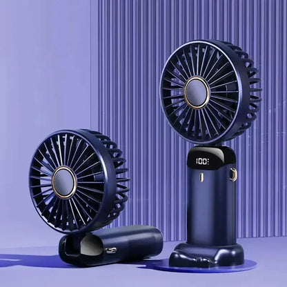 Portable Handheld Mini Fan Digital Battery Display Low Noise Strong Wind Rechargeable Foldable Cooling Fan For Travel Outdoor