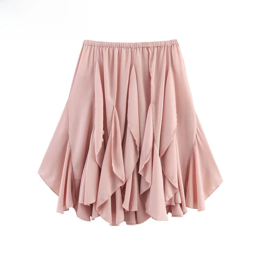 Ele High Waist Asymmetric Layered Decorative Skirt for Women Polyester Fiber Ci Commuting Sle Spring Season China Made