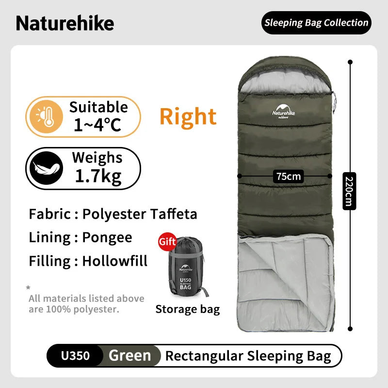 Naturehike Warm Sleeping Bag Ultralight Waterproof Splicable Double Sleeping Quilt Outdoor Winter Envelope Sleeping Bags