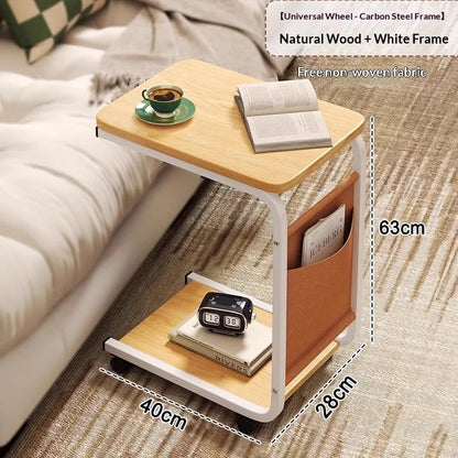 Modern Mobile Coffee Side Table Bedside Nightstand Small Rolling Height Adjustable Sofa End Table Metal Table Furniture Home