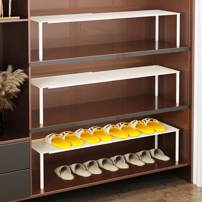 Shoe Cabinet Storage Solution, Space-Saving Shoe Rack, Shoe Organizer, Adjustable and Extendable Double-Layer Partition for Shoes Inside the Cabinet