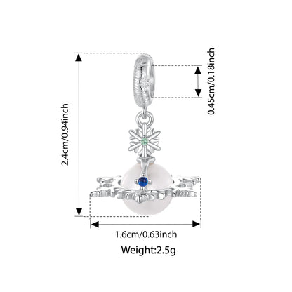 WOSTU 925 Sterling Silver Snowflake Charm Winter Snow Beads Purity Original Fit for Women Girls Necklace DIY Fine Jewelry Gift