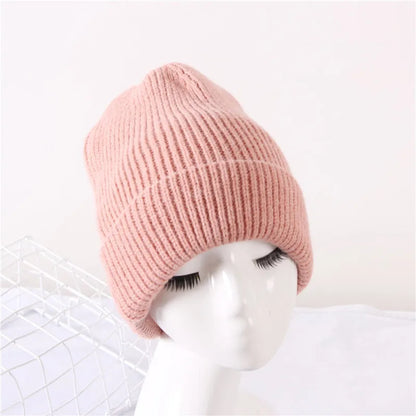 New winter adult casual beanie cap Outdoor lady knitted hat Thick warm comfortable