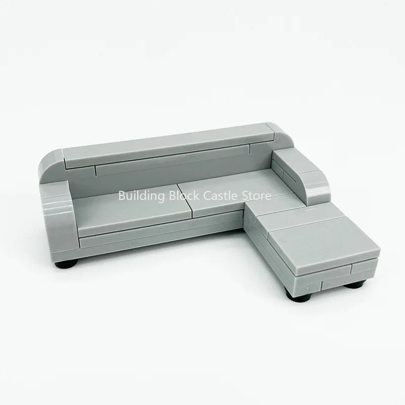 MOC Modern Home Sofa, TV Cabinet, Furniture, Refrigerator Small Particle Building Block Scene Construction Toy Model