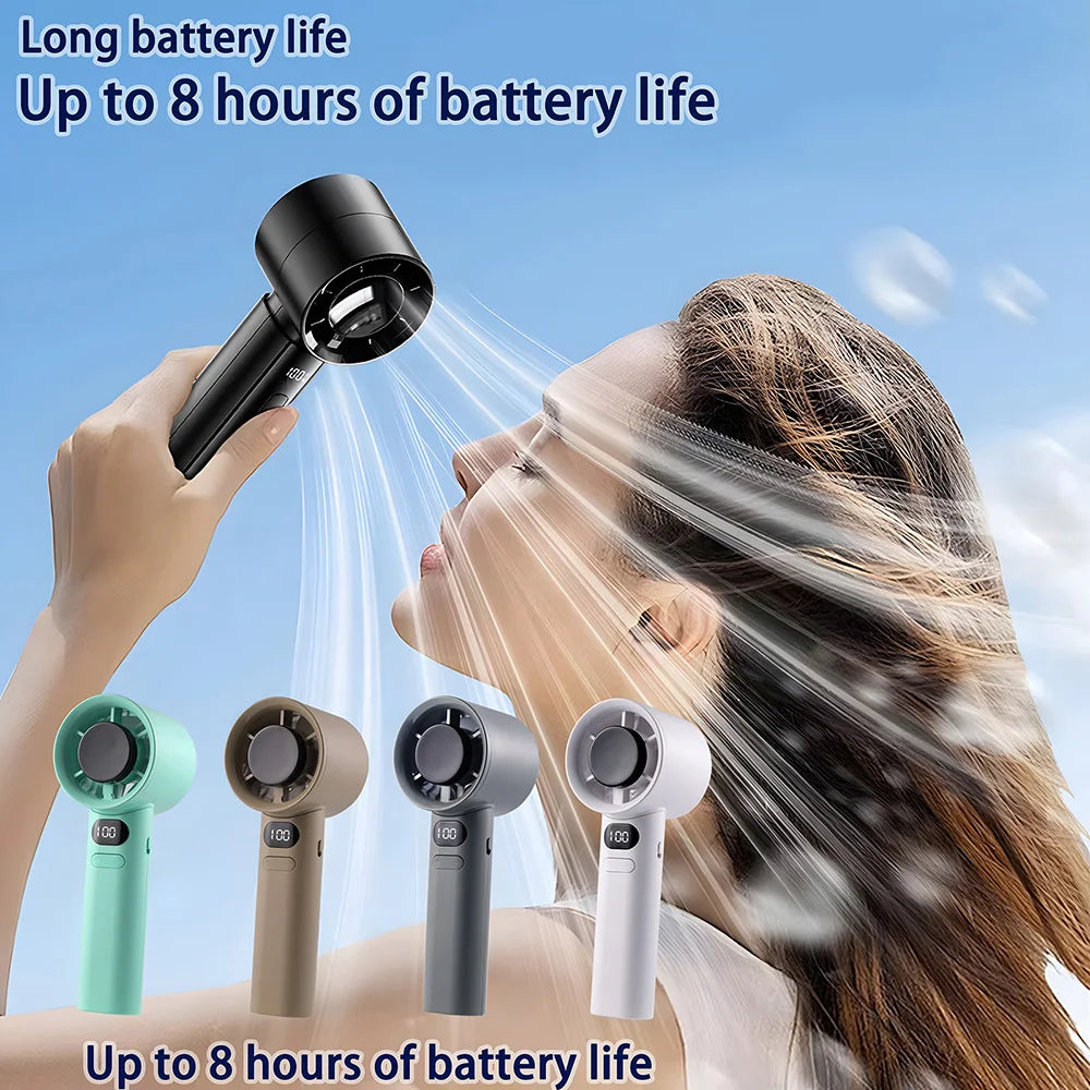 Portable Handheld Fan 120 Wind Speeds Mini Bladeless Hand Fan USB Rechargeable Highspeed Fans Camping Electric Fans Air Cooler