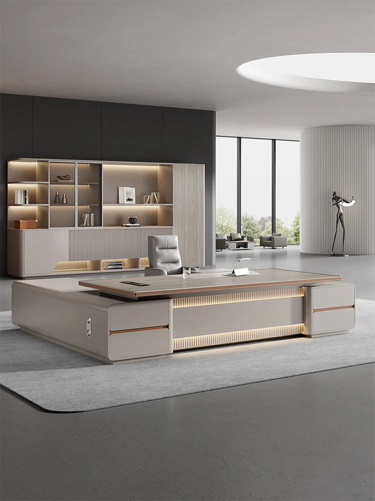 Boss's Desk, Aluminum Alloy CEO's Desk, Simple And Modern, Manager's Office Furniture