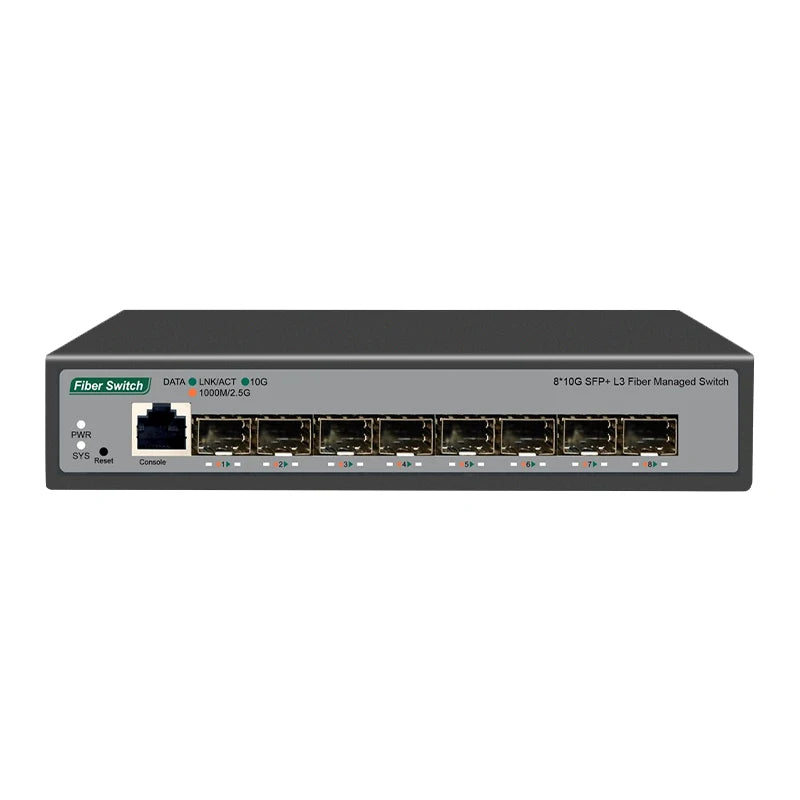 8 10-gigabit SFP+ Ports L3 Managed Network Switch Support DHCP and Dynamic Routing Support VLAN Division and Port Aggregation