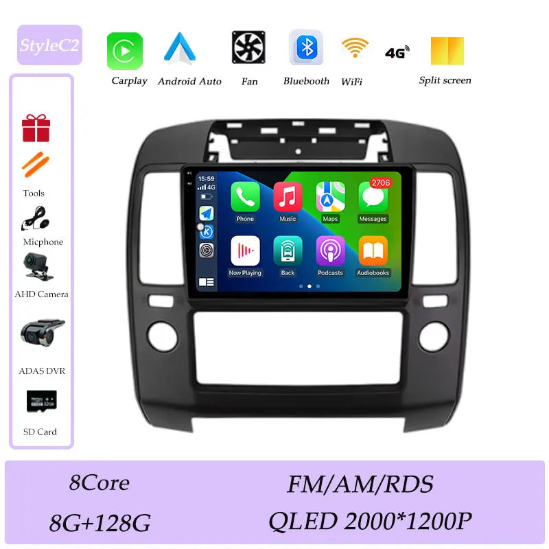 GPS Navigation for Nissan Navara 2006 - 2012 CarPlay Car Radio Video Audio Multimedia Player DSP Stereo Bluetooth  QLED Screen