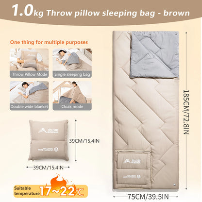 BISINNA Camping Sleeping Bag Portable Pillow Blanket Quilt for Outdoor Traveling Pinic Hiking