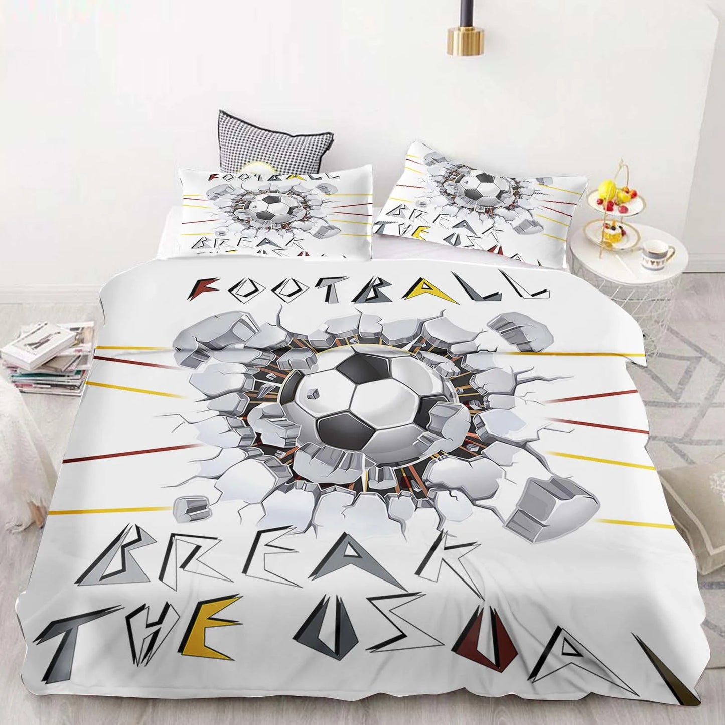 Football Duvet Cover Set Comforter Bedding 3d Children'S Bedding Set 3-Piece 1 Quilt Cover King Size