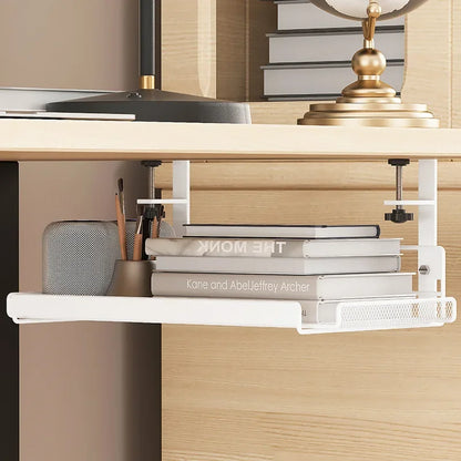 Under Desk Cable Management Tray Shelf No Drill Steel Cable Organizers Wire Management Tray Cable Management Desktop storage