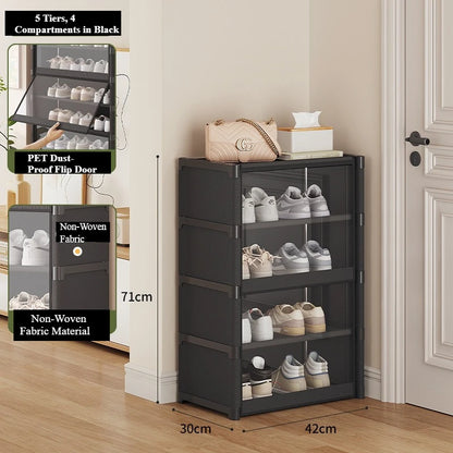 Shoe Rack-Shoe Storage Cabinet Vertical Shoe Organizer for Closet Entryway Corner Bedroom-  Stackable DIY Narrow Shoe Shelv