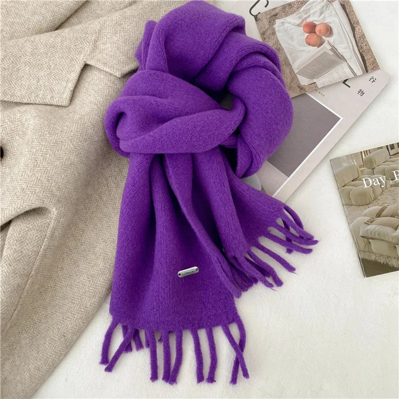 High Quality Korean Chic Hick Warm Women Men Simple Scarf Casual Outdoor Solid Women Wrap Soft Imitation Cashmere Shawl Female
