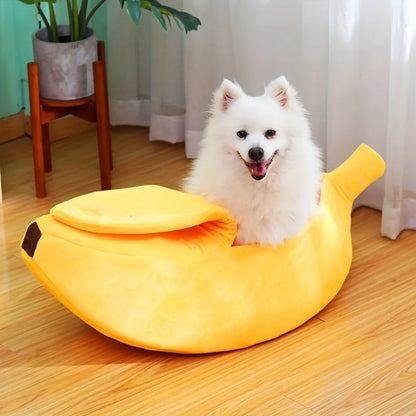 1pc Banana Design Pet Bed Cute Banana-Shaped Cat Bed Cat Mat Beds Warm Portable Pet House Cat Supplies